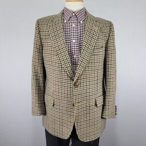 Lanvin Paris Men's Sport Coat Blazer Two Button‎ Houndstooth Herringbone 42R